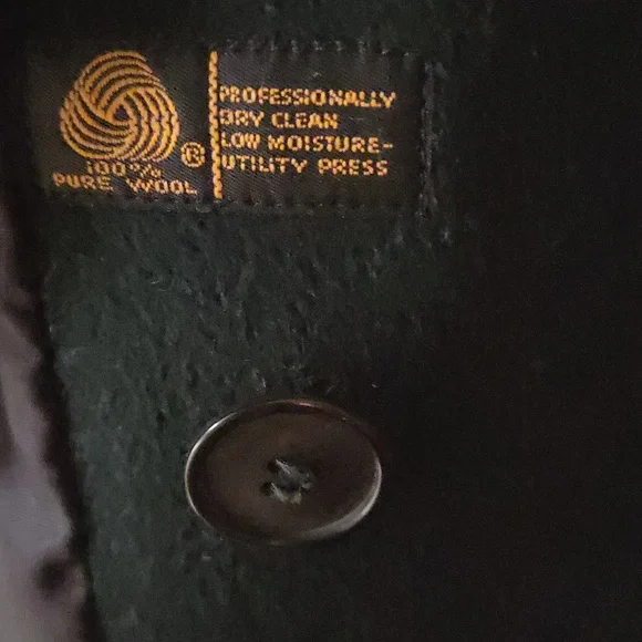 VTG Green Larry Levine Long Wool Coat Petite Size 4 Gorgeous - Picture 5 of 11